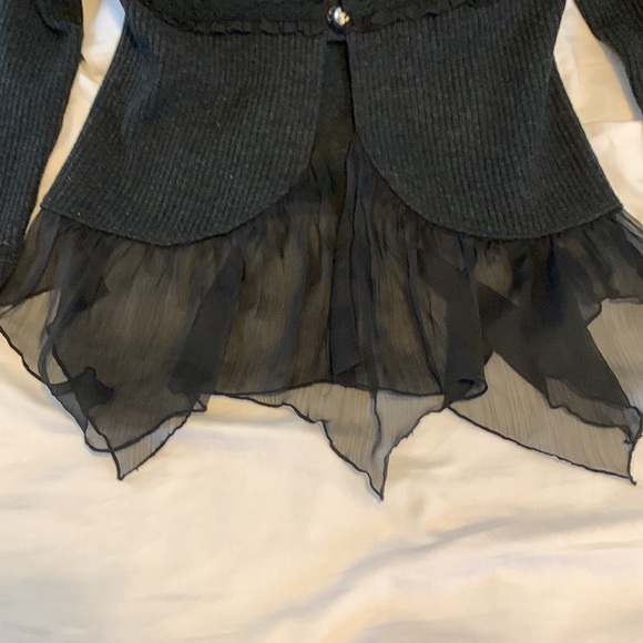 Uptown Girl Sweater,  Black knitted fabric ,  sheer detail, Medium. - Picture 3 of 10